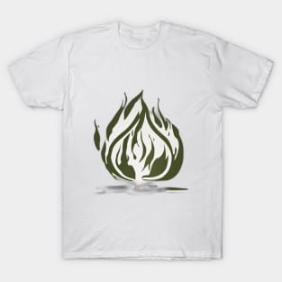 Fire Olive Green Shadow Silhouette Anime Style Collection No. 298 T-Shirt